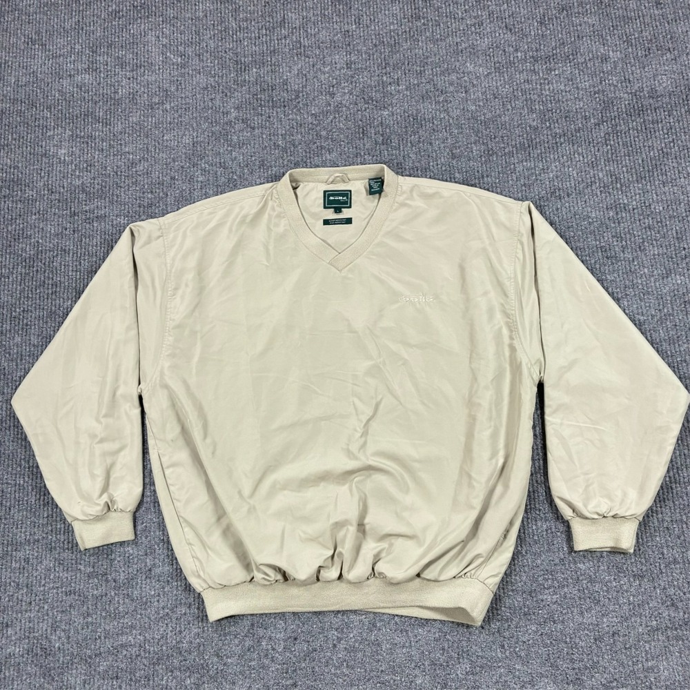Bolle Golf Mens Size L Beige V-Neck Pullover Windbreaker Water Wind Resistant
